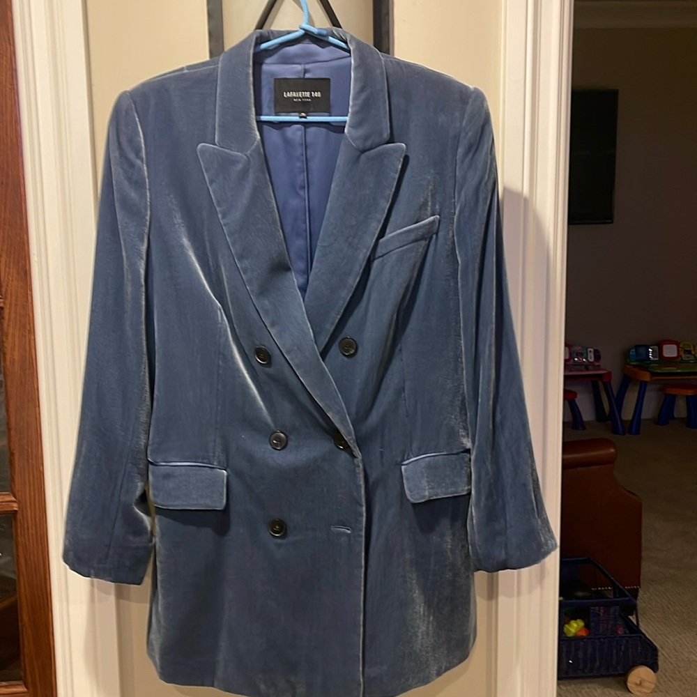 Lafayette 148 blue velvet jacket